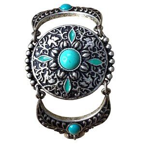 Lucky Brand Silver-Tone Bracelet With Turquoise Accents & Toggle Clasp